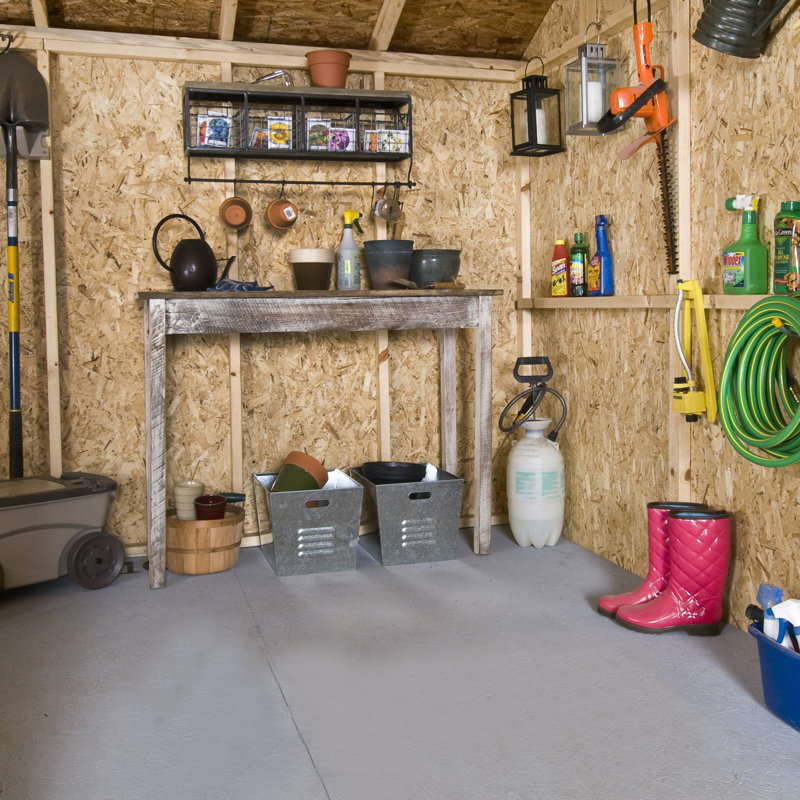 Beige 8' x 10' Pine Wood Storage Shed with Windows