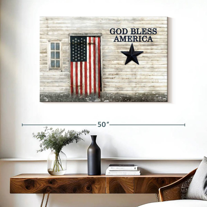 Borges God Bless American Flag, 26" H x 39" W