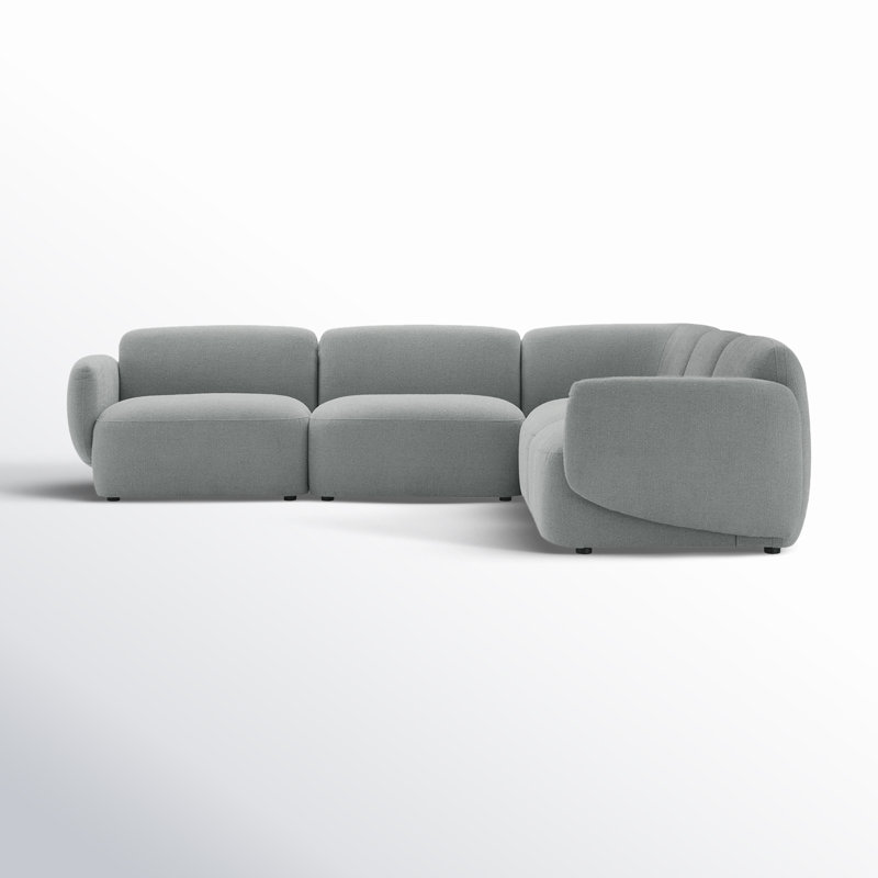 Isles 5 - Piece Upholstered L-Sectional, Mellow Gray Chenille