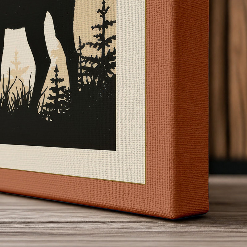 Silent Elk Scandinavian - Wrapped Canvas, 18x12 - 45.7 x 30.5 cm, Terracotta Border