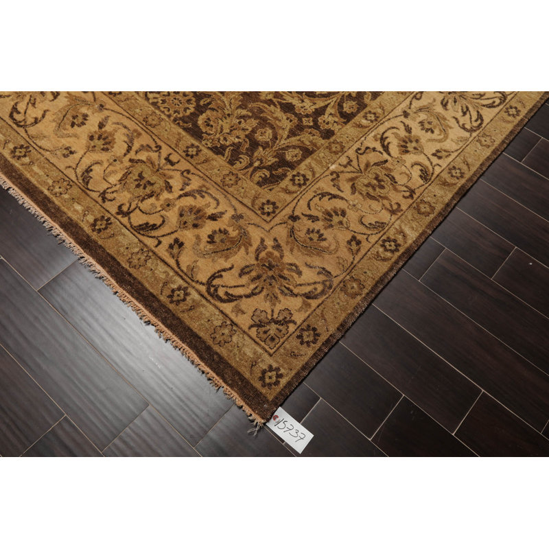 Handmade Brown and Tan Wool 9' x 12' Oriental Rug