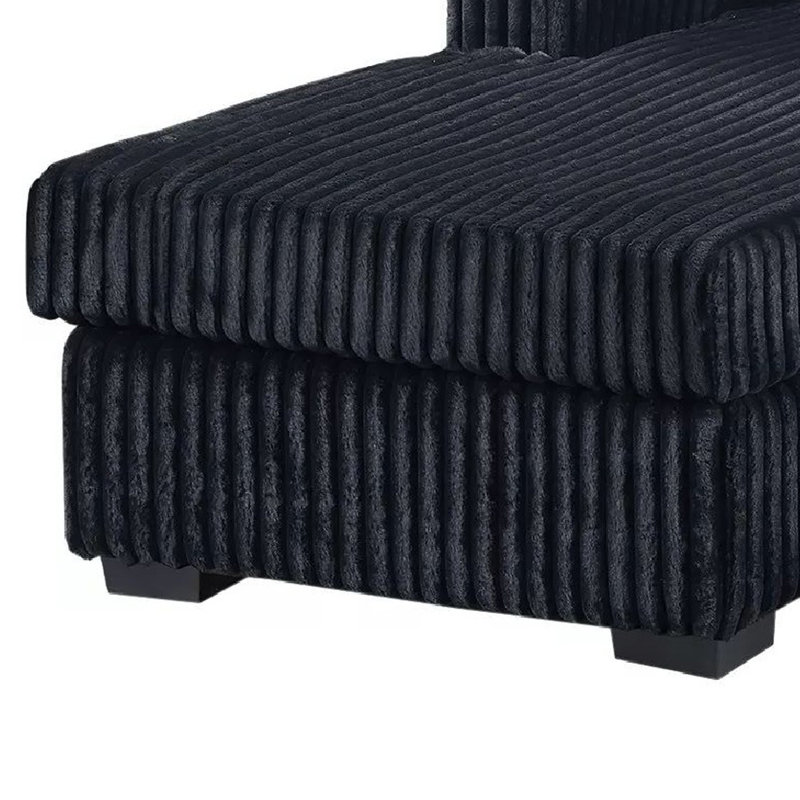 Leah All-In-One Chaise Sectional Sofa, Wide Track Arms, Black Corduroy, Black Corduroy