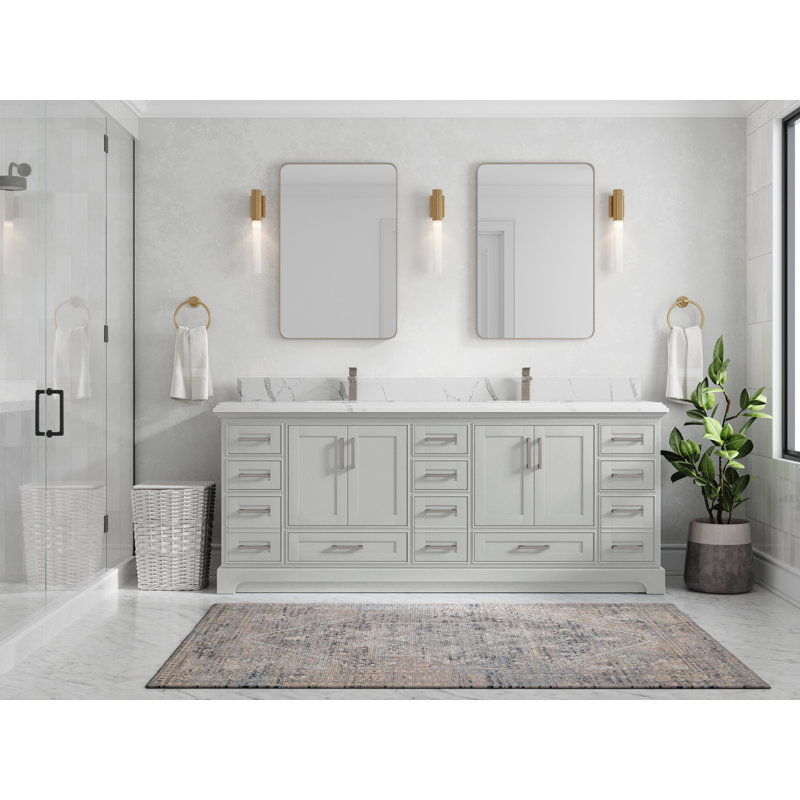 Ensemble de meuble-lavabo double 84 po, Calacatta Laza