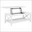 Table basse à plateau relevable de 44 pouces avec côtés en X et finition peinte en blanc pour une esthétique de maison de campagne moderne