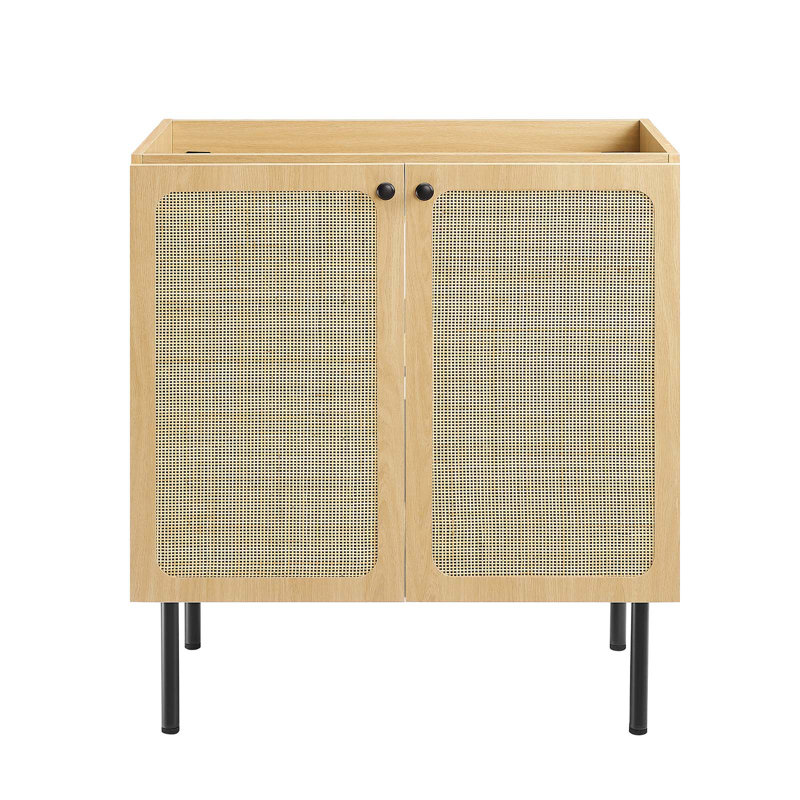 Chaucer 30" Oak Freestanding Bathroom Vanity with Rattan Doors