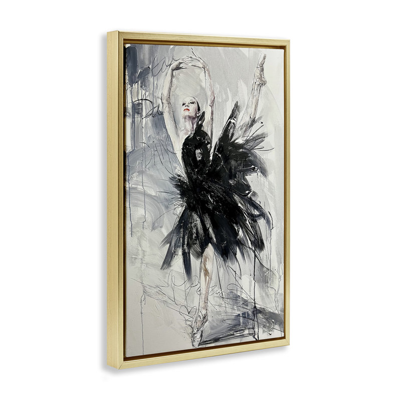 Cadre flottant abstrait Graceful Dancer, design par Lucille Lee, H 25 po x l 17 po, Cadre flottant métallique doré