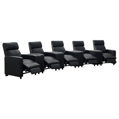 Kryton Upholstered Tufted Recliner Living Room Set Black