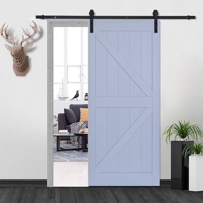 36'' x 84'' Solid + Manufactured Wood Flush without Installation Hardware Kit Barn Door