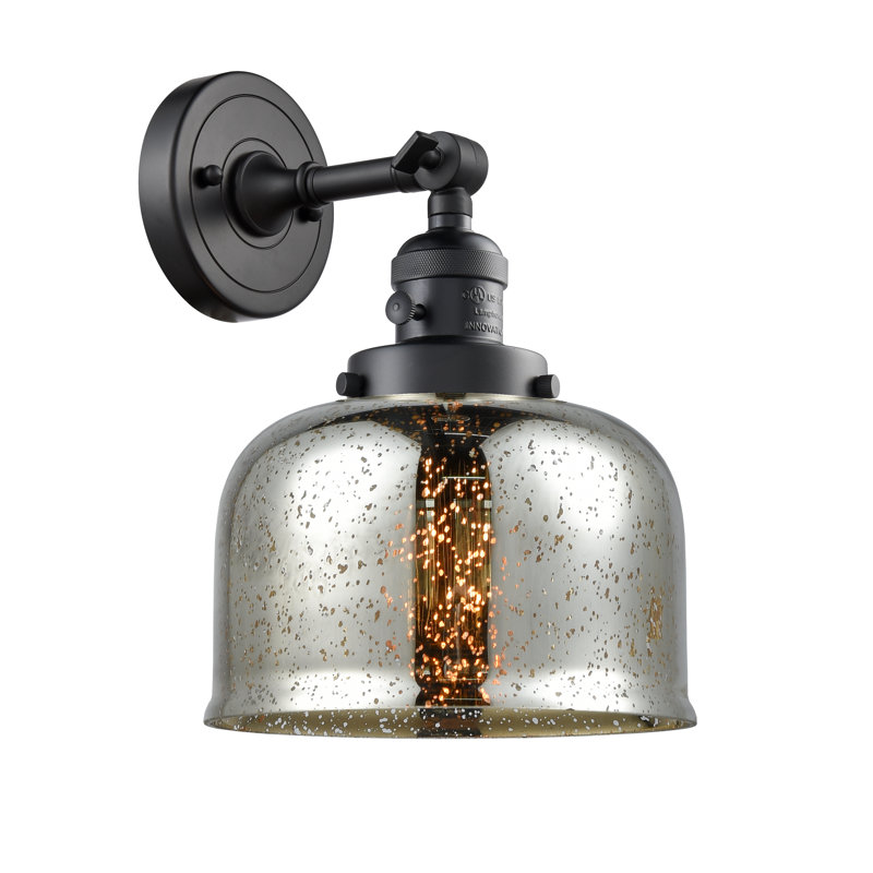 Applique murale 1 lumière 5 po Bell, Ampoule à DEL rétro de 3,5 W, Argent mercuré, Noir mat