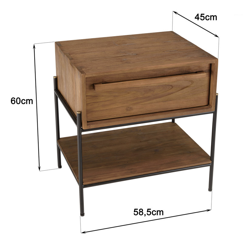Bedside Table 1 Drawer 1 Shelf In Reclaimed Teak Wood