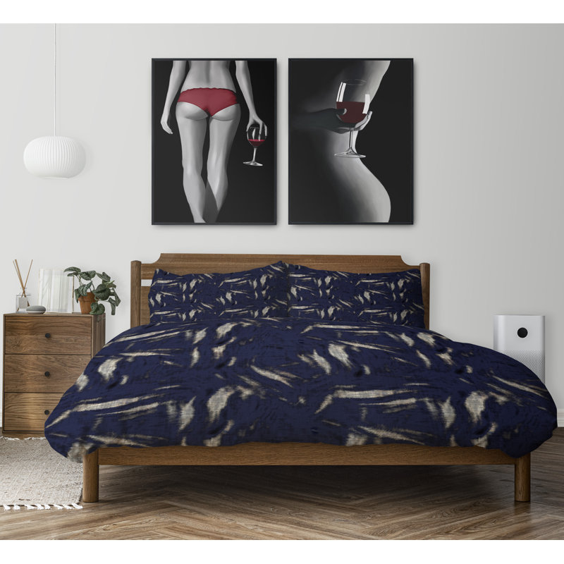 Twill Abstract Duvet Cover, King Duvet Cover + 2 King Pillowcases