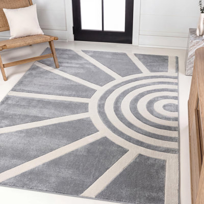 Tapis Baneus Mid-Century scandinave abstrait à deux tons bleu / blanc Banesa
