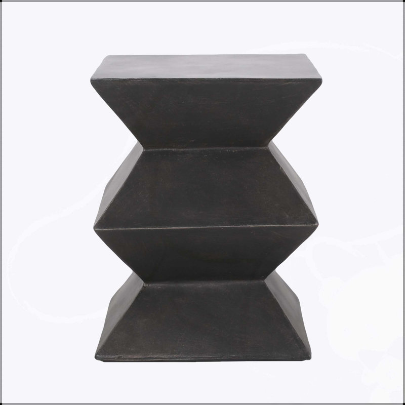 Outdoor Lightweight Concrete Side Table with Geometric Design for Modern Spaces and Easy Mobility