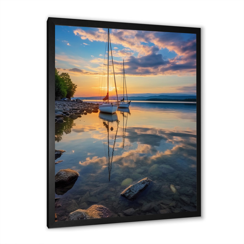 «Vermont Lake Champlain Senerity II», reproduction d'art sur toile, H 32 po x l 24 po x P 1 po, Cadre simple noir
