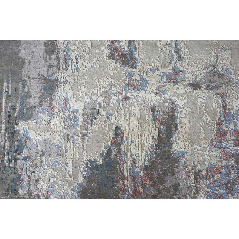 Hand Woven Silk and Wool Area Rug, Rectangle 8' x 10'