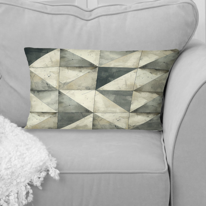 Coussin lombaire beige à motif géométrique I - Mid-Century