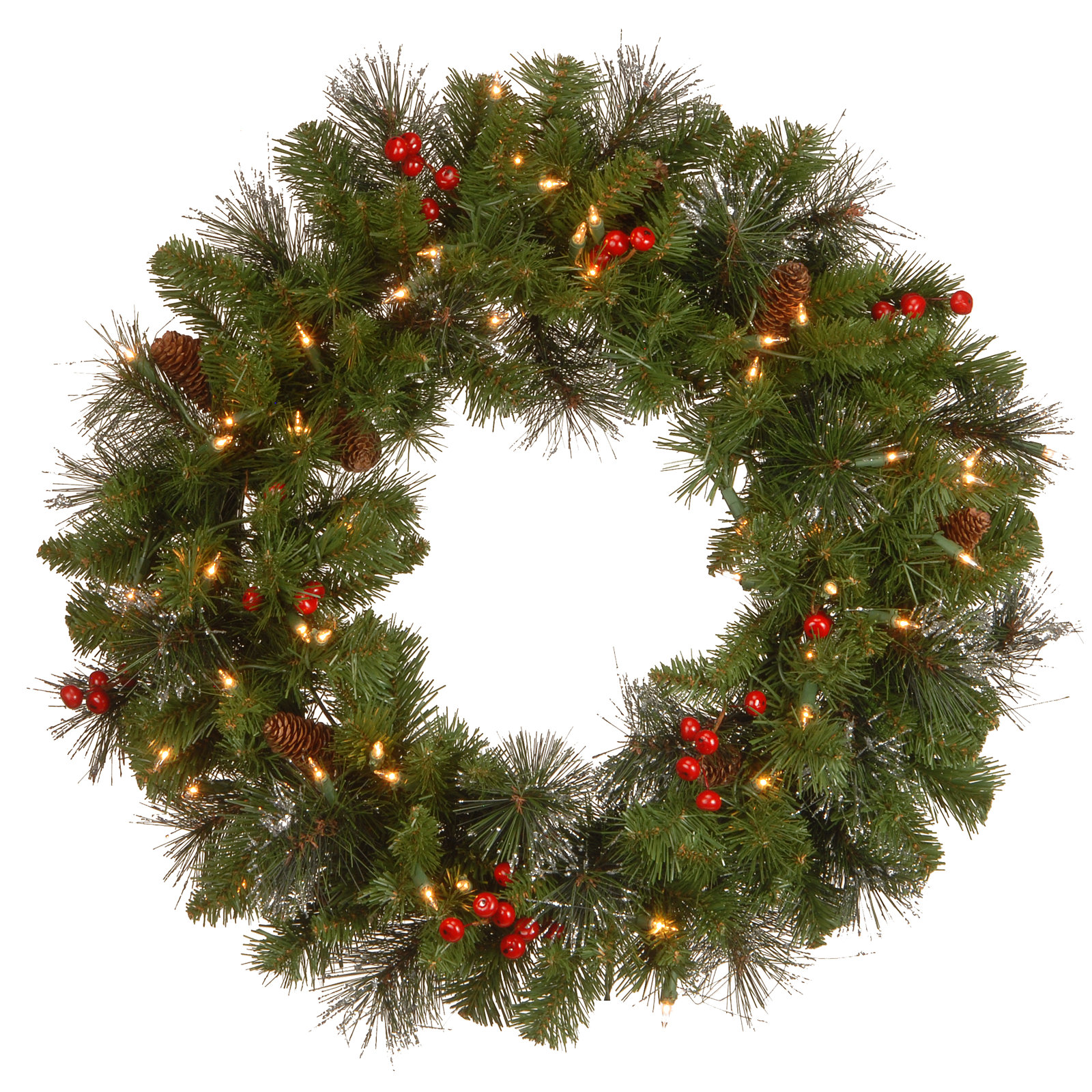 Pre-Lit Spruce Wreath, 36"