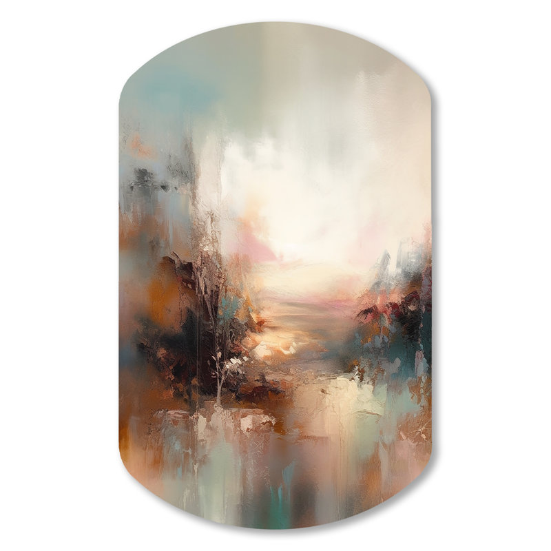 Brown Abstracted Nature I - Abstract Landscapes Cylinder Shape Irregular Metal Wall Decor, 31" H x 19" W x 1" D