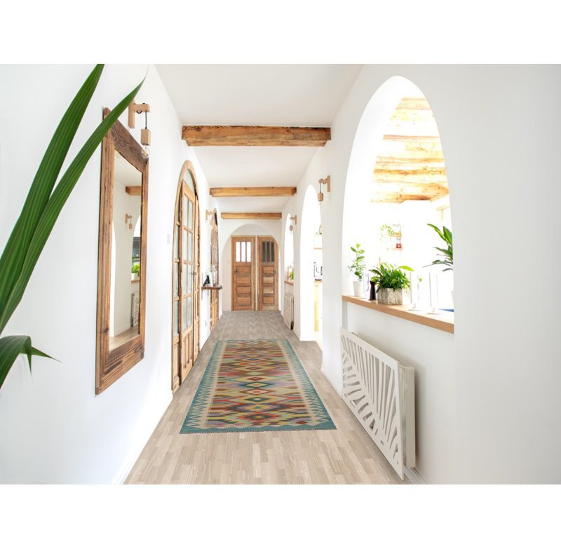 Tapis de couloir oriental réversible en laine Kilim 3 x 11