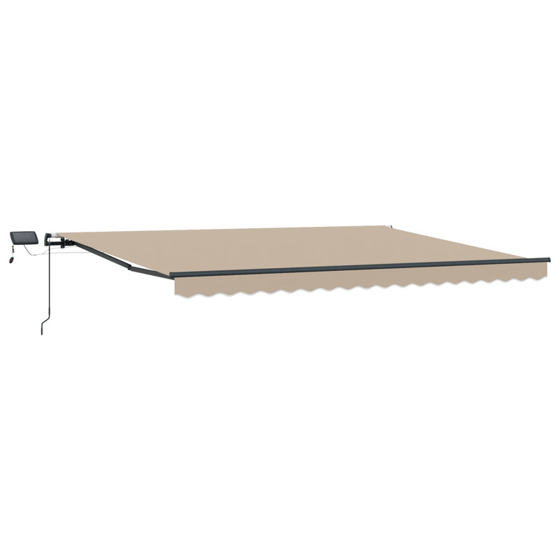 Brayden Studio Retractable Patio Awning, Beige, 400 cm W x 350 cm D