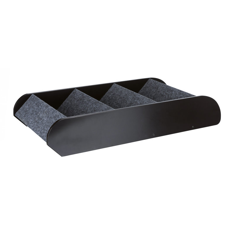 Espresso Brown Adjustable 4-Step Pet Stairs with Carpet Treads