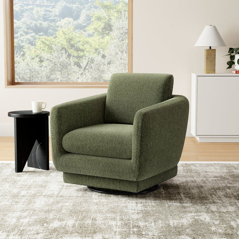 Ramel Upholstered Swivel Armchair, Mellow Forest Chenille