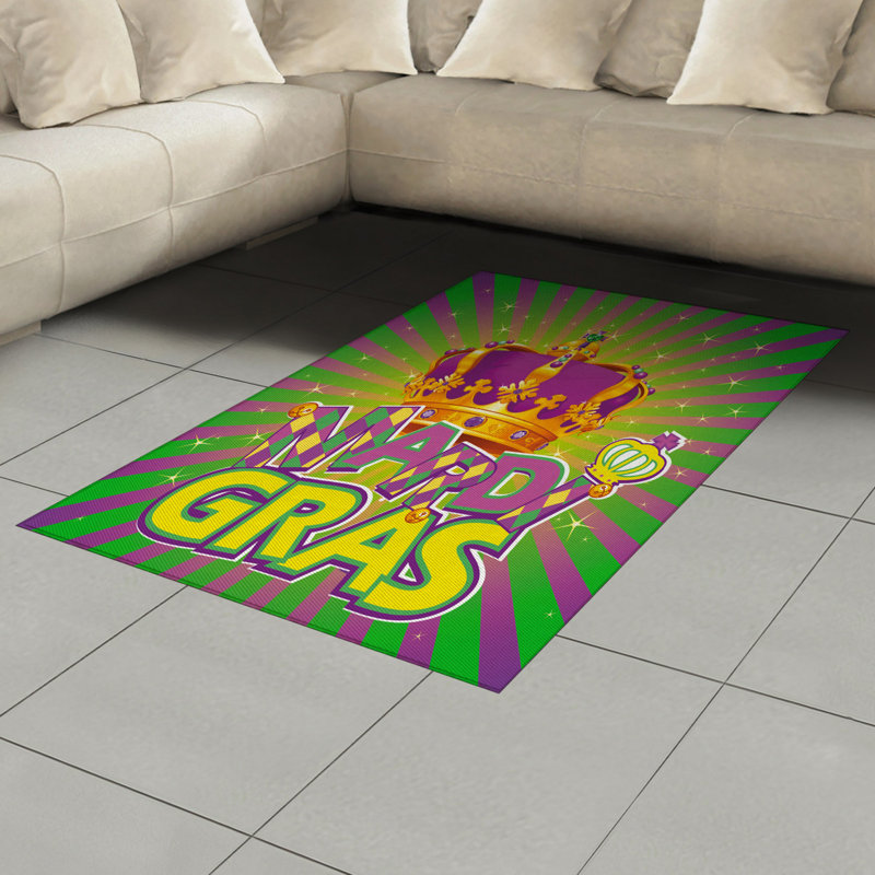 Mardi Gras High Density Long Fiber Poly Threads Decorative Area Rug Carpet, Rectangle 4' x 5'8"