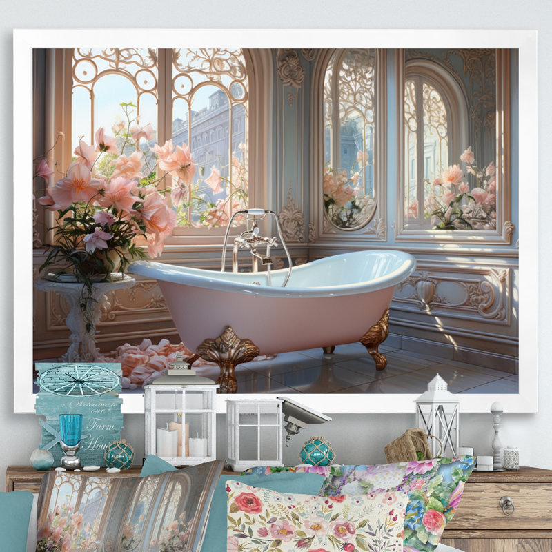 «Bathroom Ethereal Glow III» - Impression sur toile encadrée pour salle de bain, H 12 po x l 20 po x P 1 po