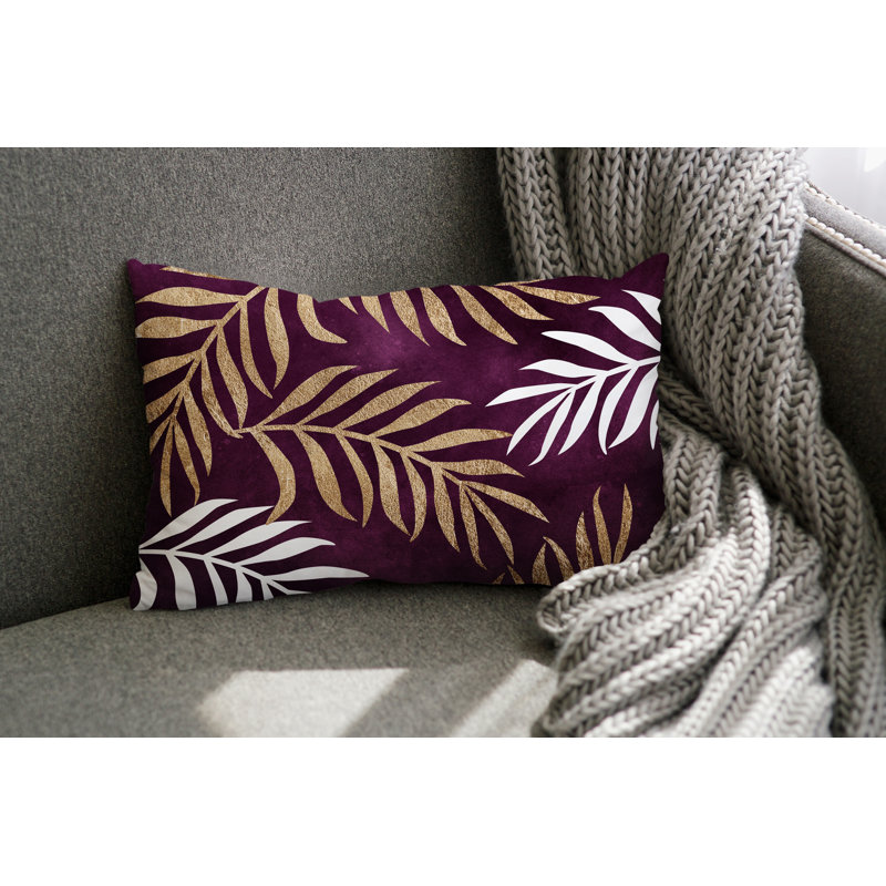 Coussin lombaire intérieur / extérieur Bobo Fern, Mauve / or / blanc