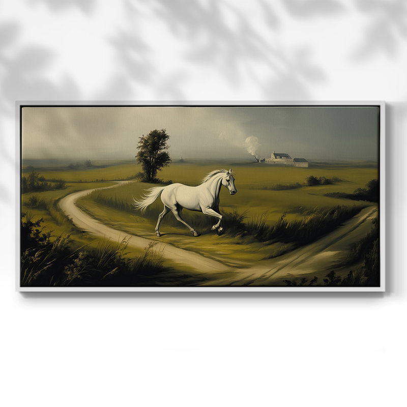 Paysage, série CLCLI, toile tendue avec châssis, prête à être accrochée, H 21 po x l 41 po, Blanc