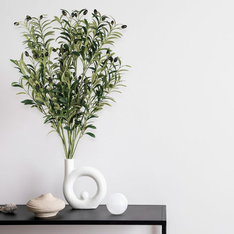 4 PCS Fake Olive Tree Branches Faux Olive Branches for Vase 37 inch Long Stems Artificial Greenery Stems Bulk Green Leaves Plant Twigs Decor