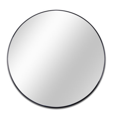 39 Inch Black Metal Framed Round Bathrrom Mirror For Wall.(W2203134993)