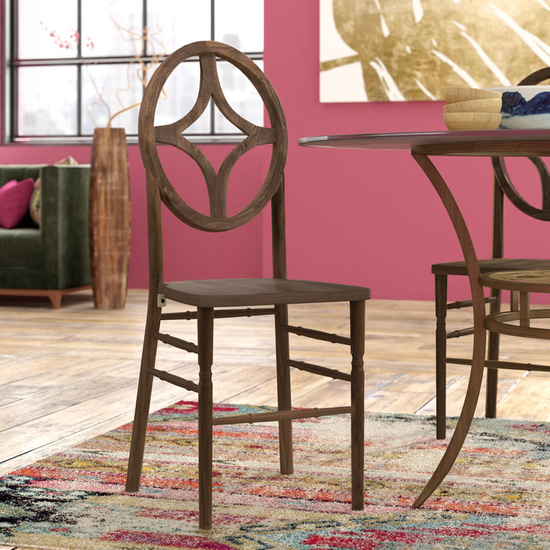 Chaise en bois massif Reyna, Noyer foncé