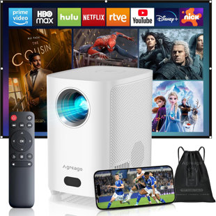 Projector with WiFi and Bluetooth, 1080P Outdoor Projector with Carry Bag, Portable Movie Projector with Zoom Function, Home Theater Projector for Phone/TV Stick/PC