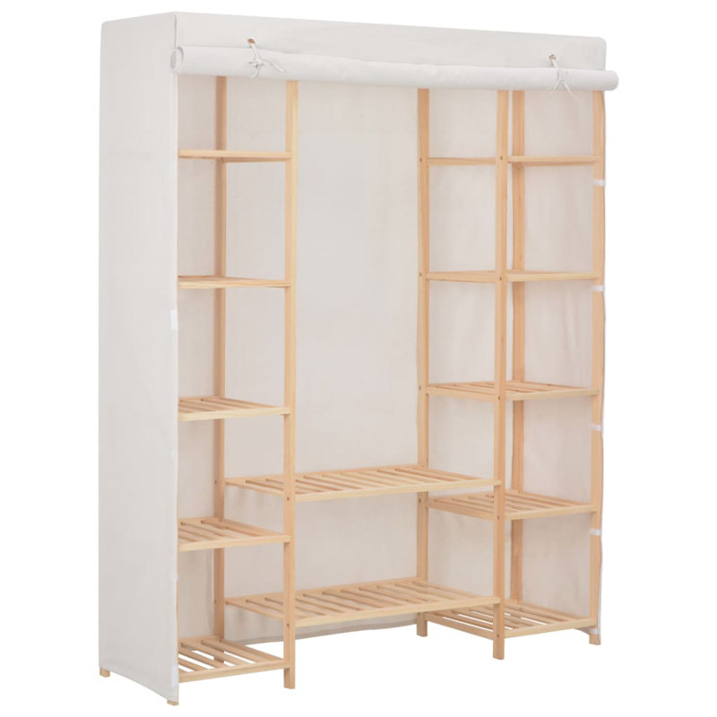 1 Door Solid Wood Wardrobe, White