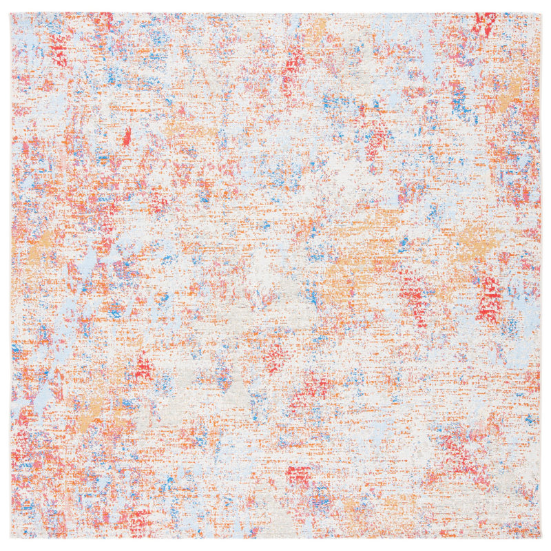 Summer Performance Abstract Indoor/Outdoor Area Rug, Square 6'7"