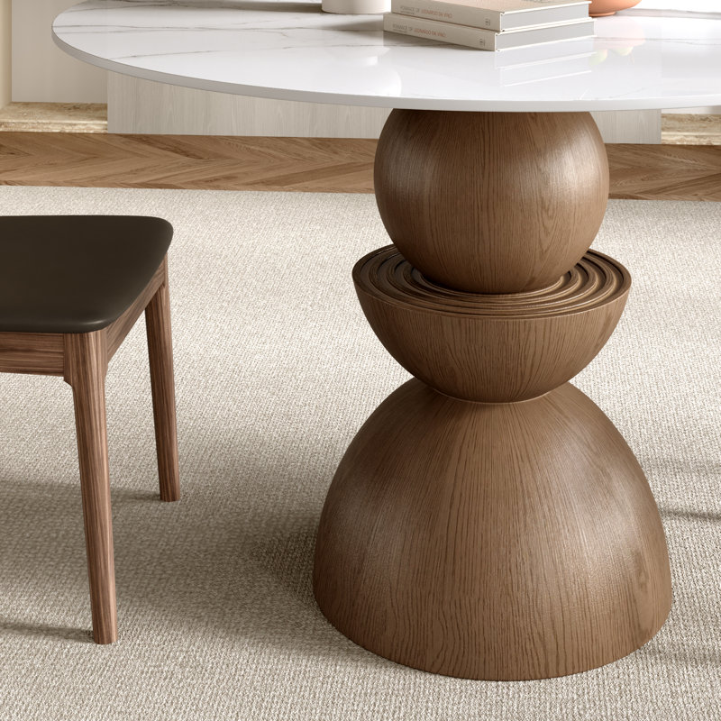 Ensembles de table de petit-déjeuner de table en pierre frittée ronde 3 \ 5 pièces avec chaises de salle à manger en cuir pour 2 \ 4, assemblage minimal