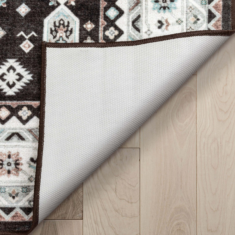 Tapis noir antidérapant Dery, Tapis de couloir 2 pi 7 po x 9 pi 10 po