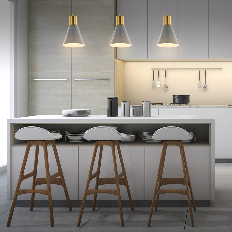 Zurcher 3 - Light Kitchen Island Pendant, Gray/Brass Gold