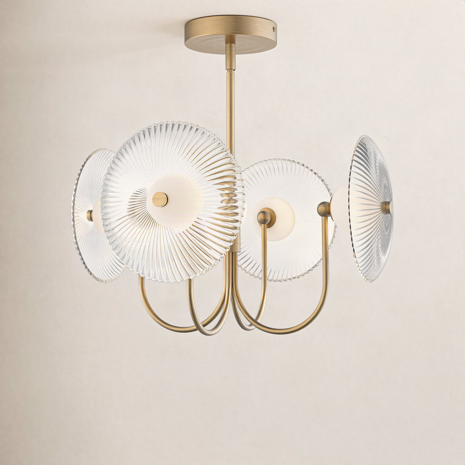 4-Light Chandelier, Brushed Gold