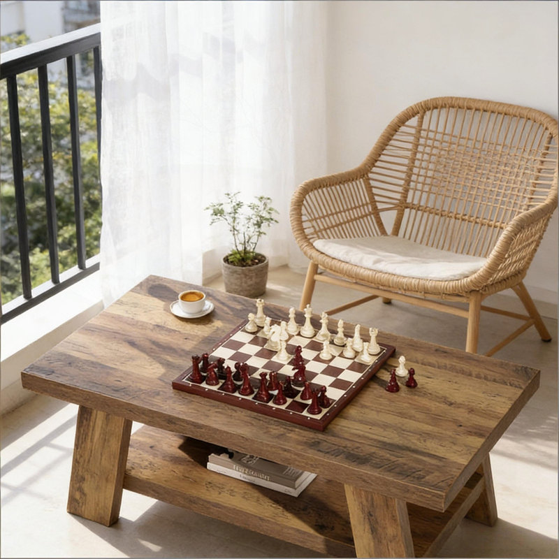 Table basse spacieuse, table centrale à 2 niveaux