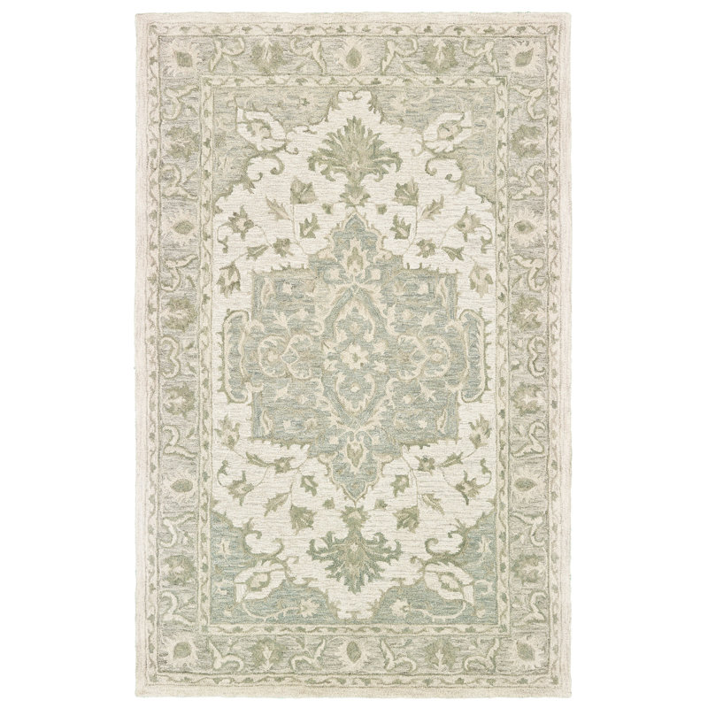 Tapis en laine naturel fait à la main Alosio, Rectangle de 10 pi x 14 pi