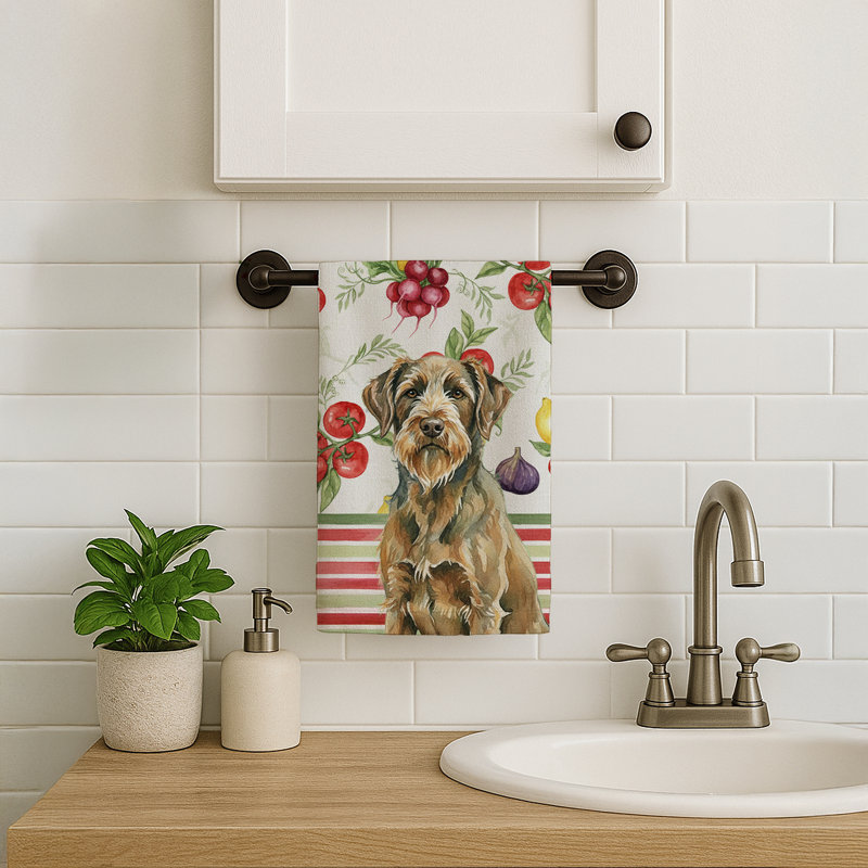 Chestnut Wirehaired Pointing Griffon Vegetables Kitchen Towel, Chestnut Wirehaired Pointing Griffon