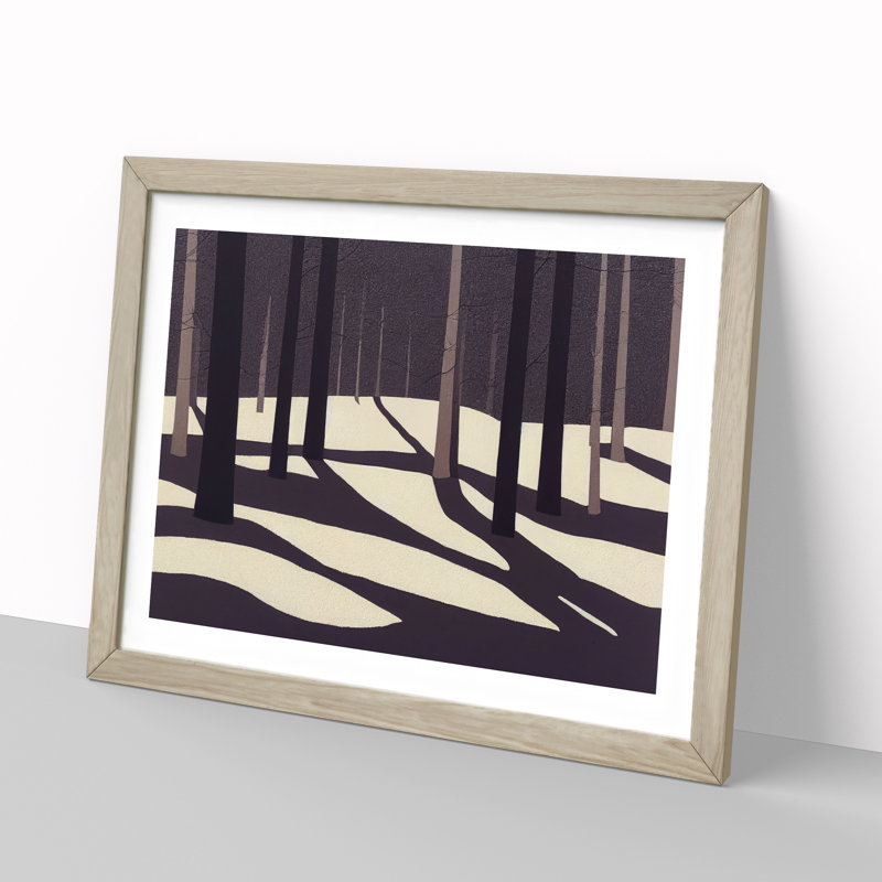 XH1022-10179X Winter Forest at Dusk 1 Piece Single Picture Frame Painting, 25cm H x 34cm W x 2cm D, Oak
