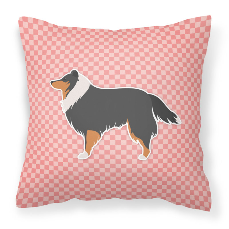 Coussin décoratif intérieur/extérieur sheltie, H 18 po x l 18 po x P 3 po, Rose