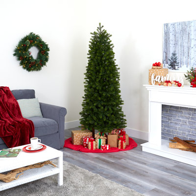 Arbre de Noël élancé artificiel épinette vert avec lumières claires / blanches
