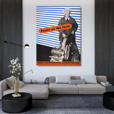 "Power on the Farm Rural Electrification Administration, U.S. Department of Agriculture." by  Lester Beall - Gallery Wrap Canvas Wall Art