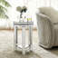 2 tables octogonales en miroir avec cristaux, décor argenté, pour le salon, la chambre à coucher, les petits espaces, l 13,8 po x P 13,8 po x H 21 po, remplisseur acrylique, structure café argenté stable, finition brillante, + verre