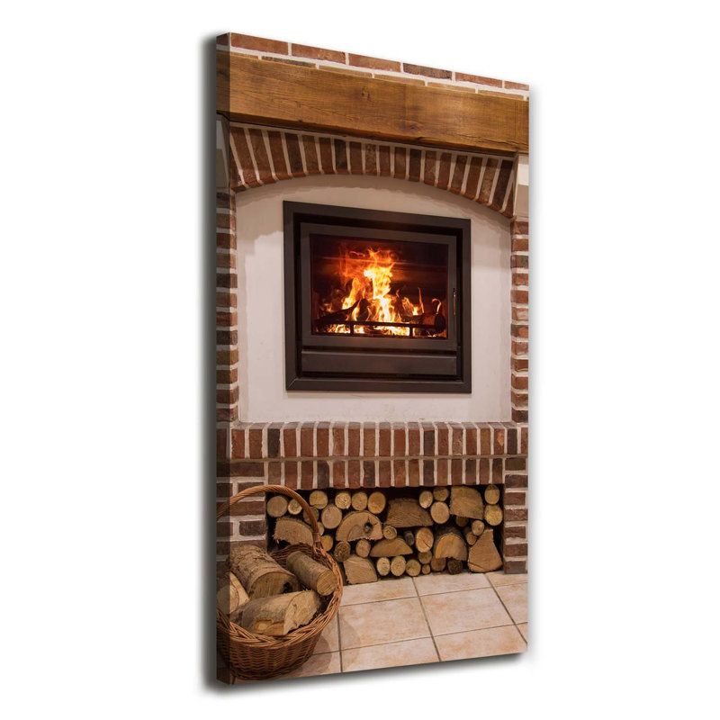Fireplace - Wrapped Canvas Print