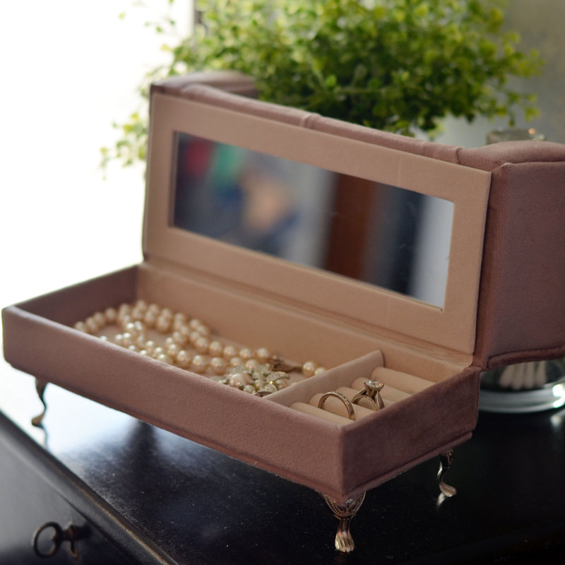 Boîte à bijoux en velours de coton
